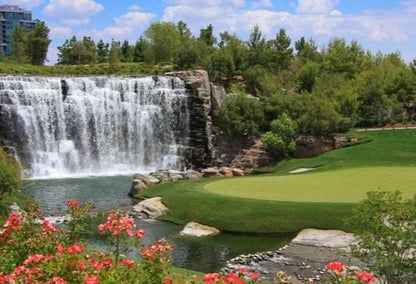 Gorgeous waterfall near a country club golf course